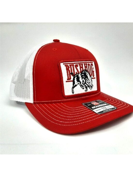 NWT Bush Hog Custom Embroidered Patch Richardson 112 Trucker Hat Red Snapback main image 2